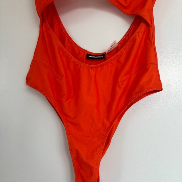 Jacquemus One Piece Swimsuit Orange Cut-Out High Cut Legs Sz Small - Picture 8 of 10